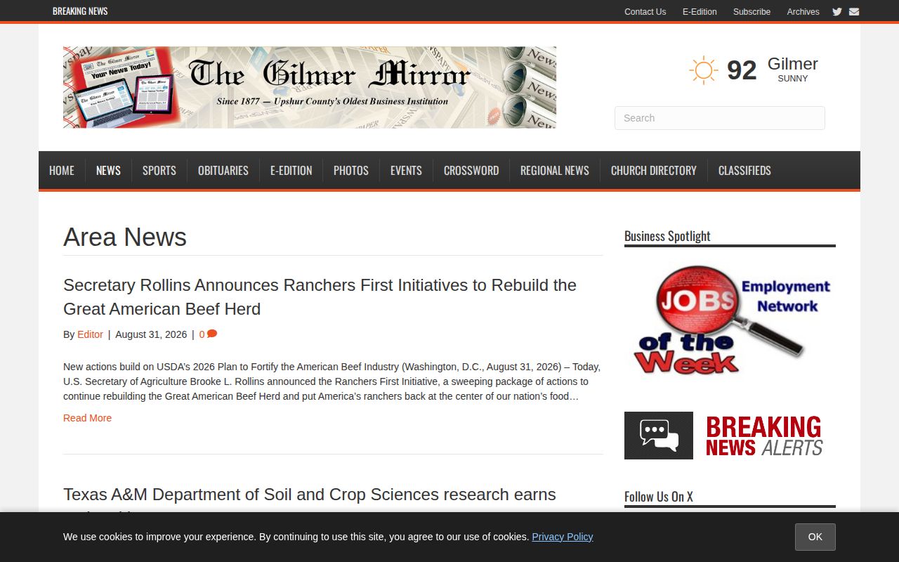 Upshur County crime-news record source at the Gilmer Mirror