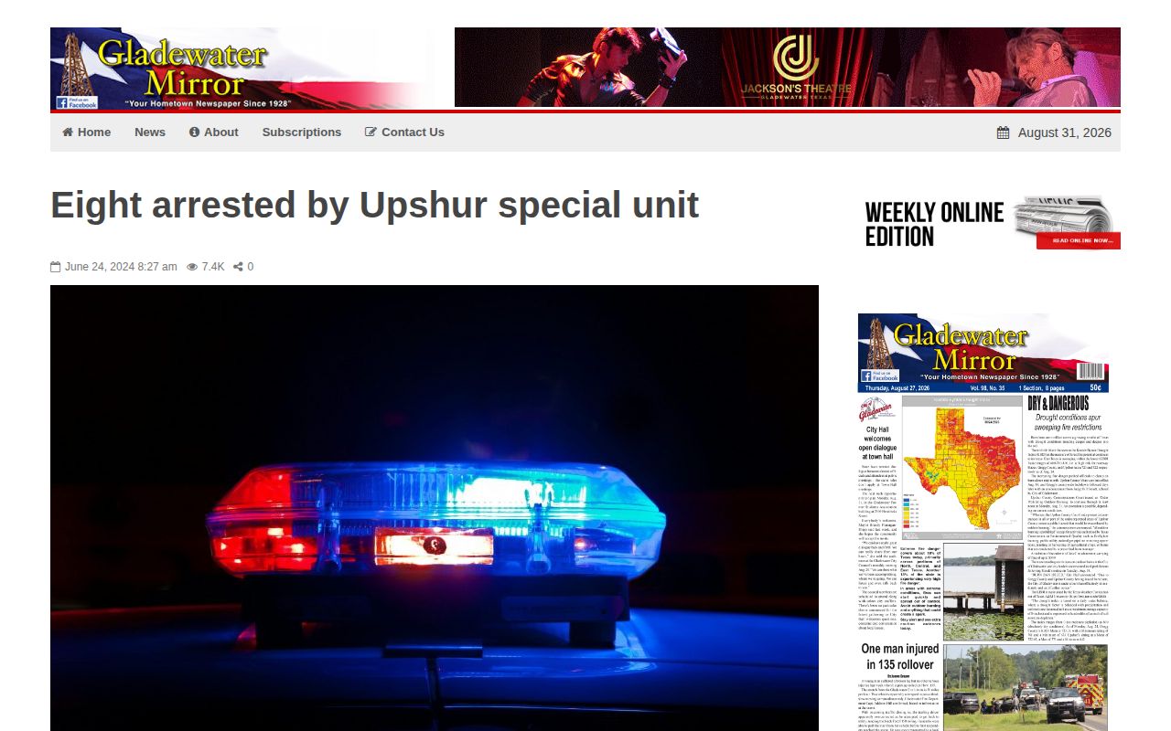 Upshur County arrest-record news source at the Gladewater Mirror